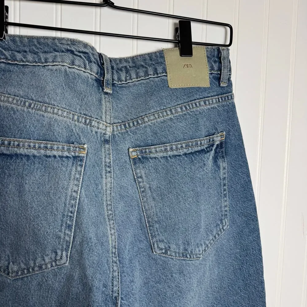 ZARA High Rise Z1975 Straight Leg Jeans Medium Wash Denim Women’s Size 6 - Picture 10 of 11
